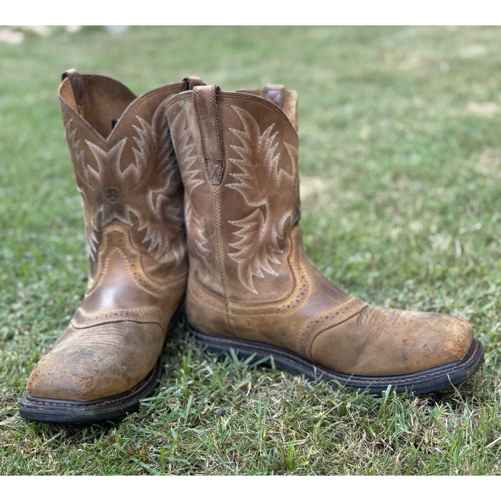 MENS ARIAT WORK BOOT STEEL TOE SIERRA SADDLE AGED BARK Size 11EE